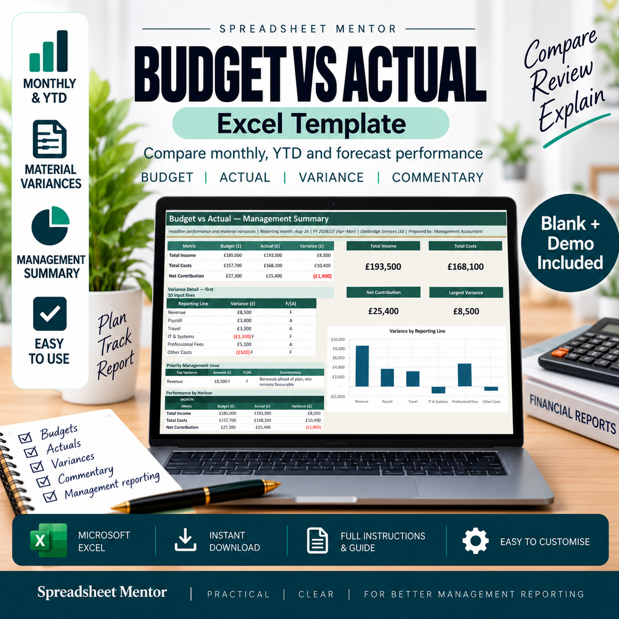 Budget vs Actual Excel template Budget vs Actual Excel template promotional image